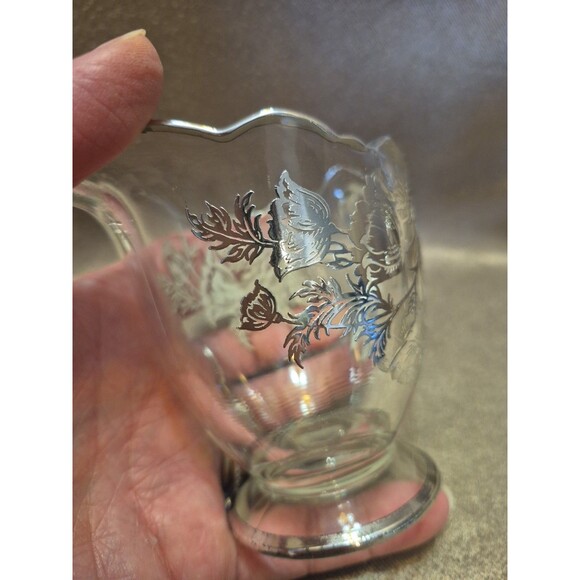 VTG Silver City Glass Co Sterling Silver Overlay Flanders Poppy Sugar & Creamer - Picture 10 of 16